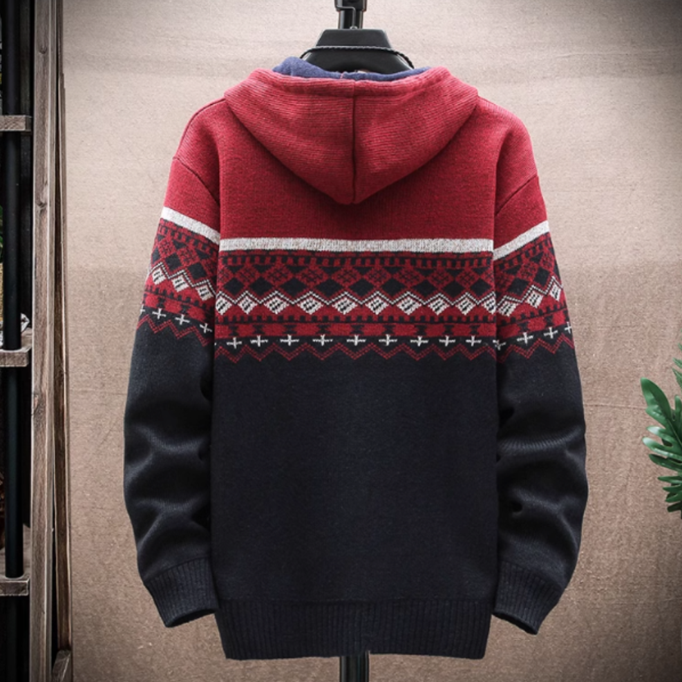 Printed Zip-Up Hooded Jacket for Men