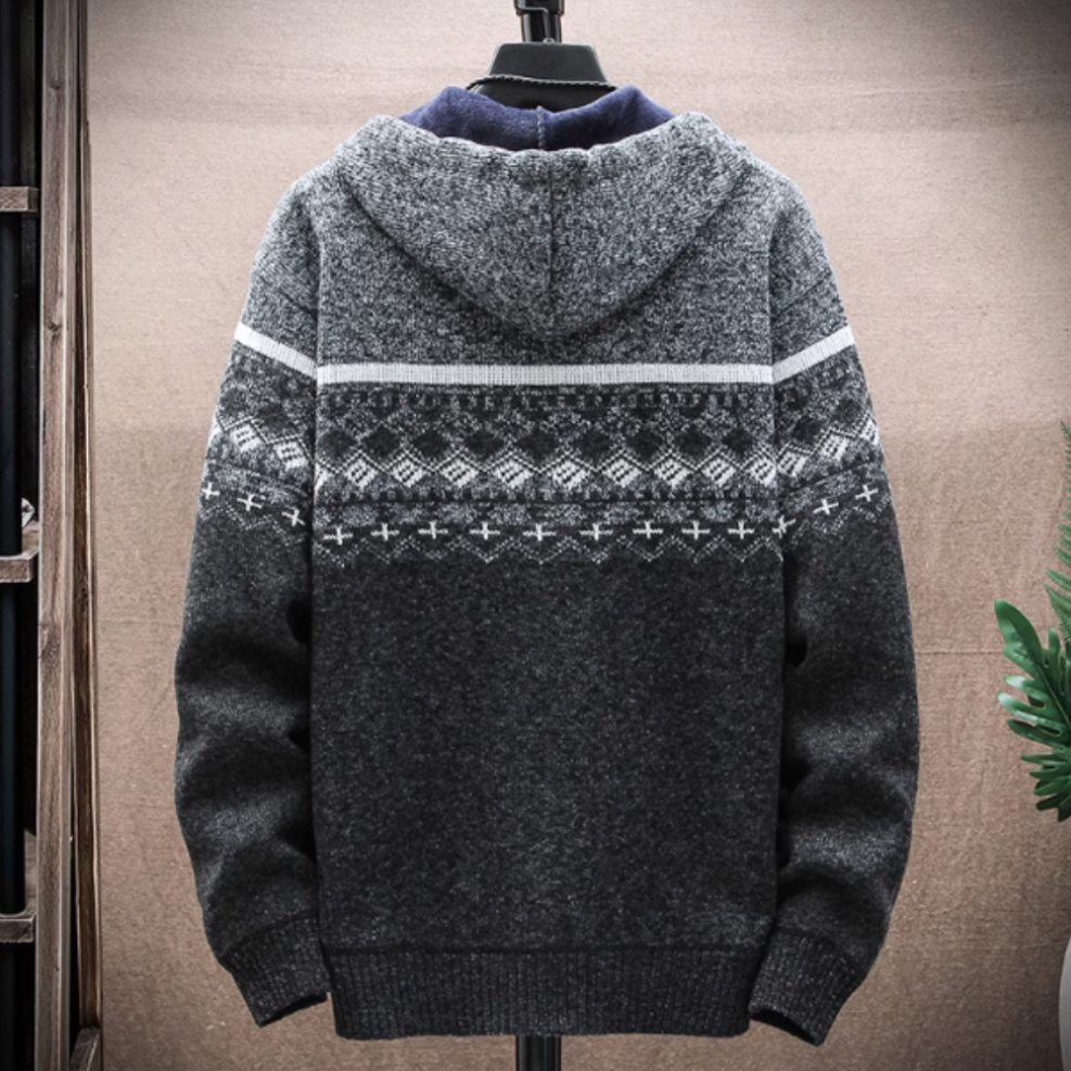 Printed Zip-Up Hooded Jacket for Men