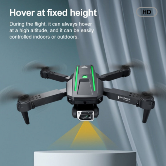 Enhanced Dragon 86X Dual Lens Intelligent UAV: black, dark gray quadcopter drone, modern tech product render style