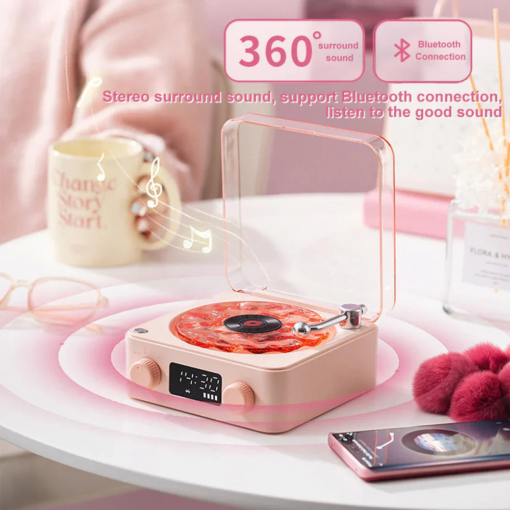 Retro Speaker with Waves Theme and Mini Bluetooth Connectivity