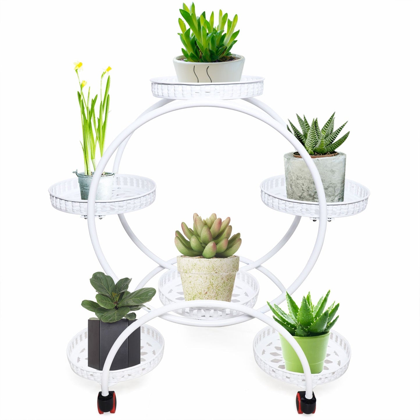 Metal Plant Stand with a Circle Design - 6 Pot