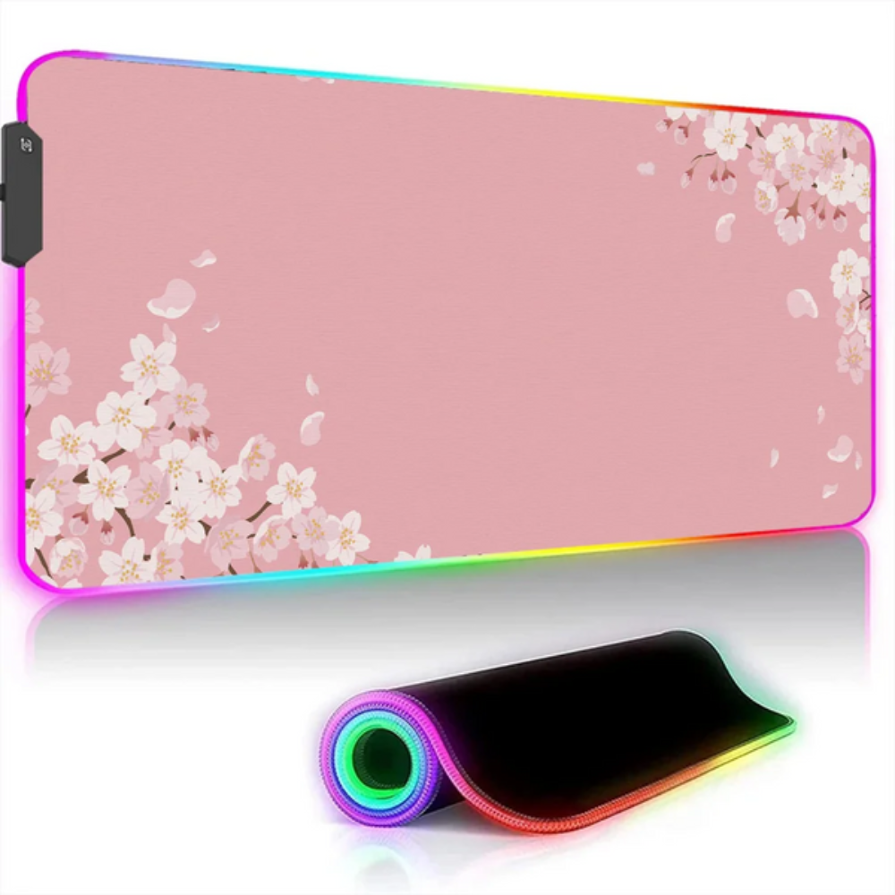 Pink Gaming Mouse Pad with RGB lighting