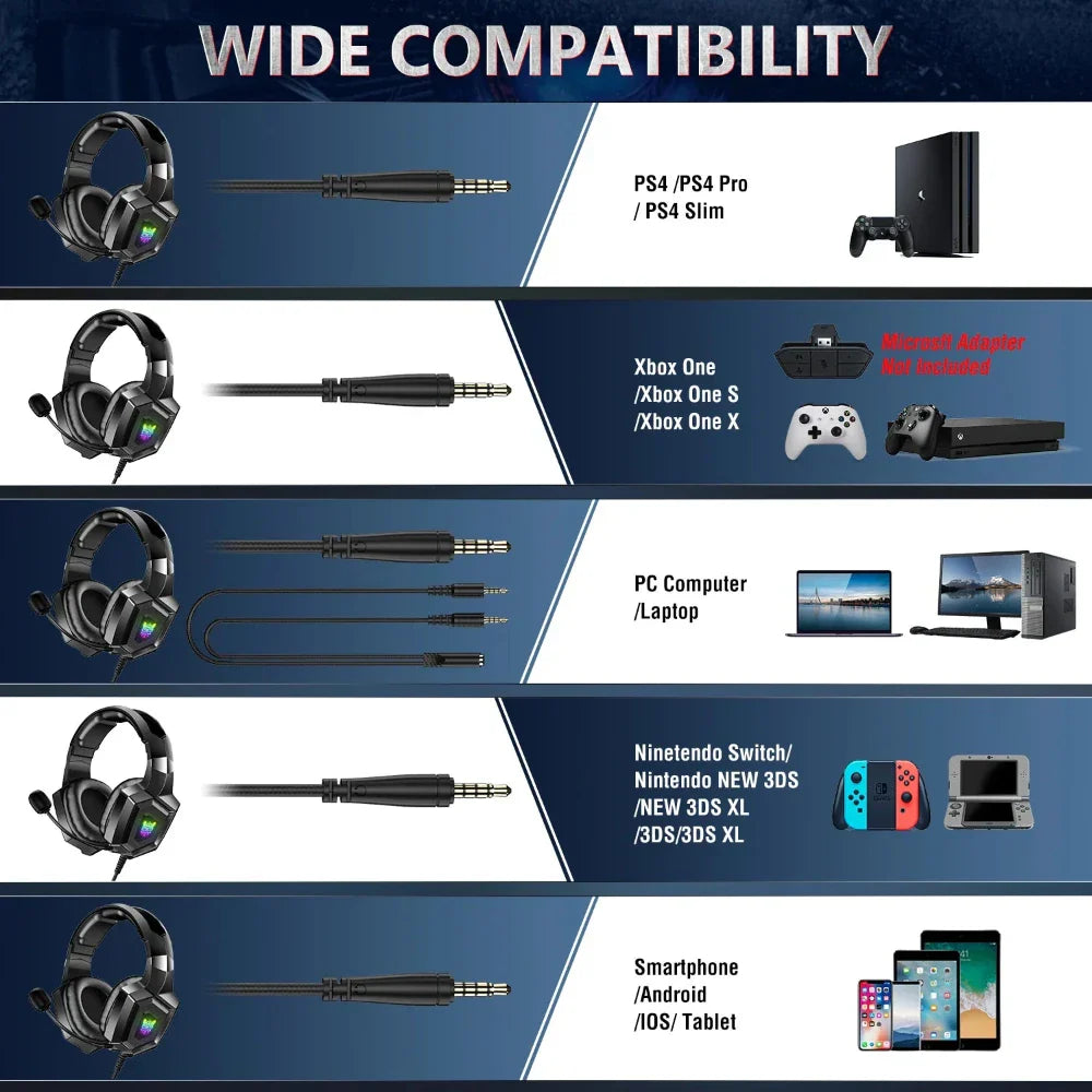 LED Gaming Headset K8 - Revised
