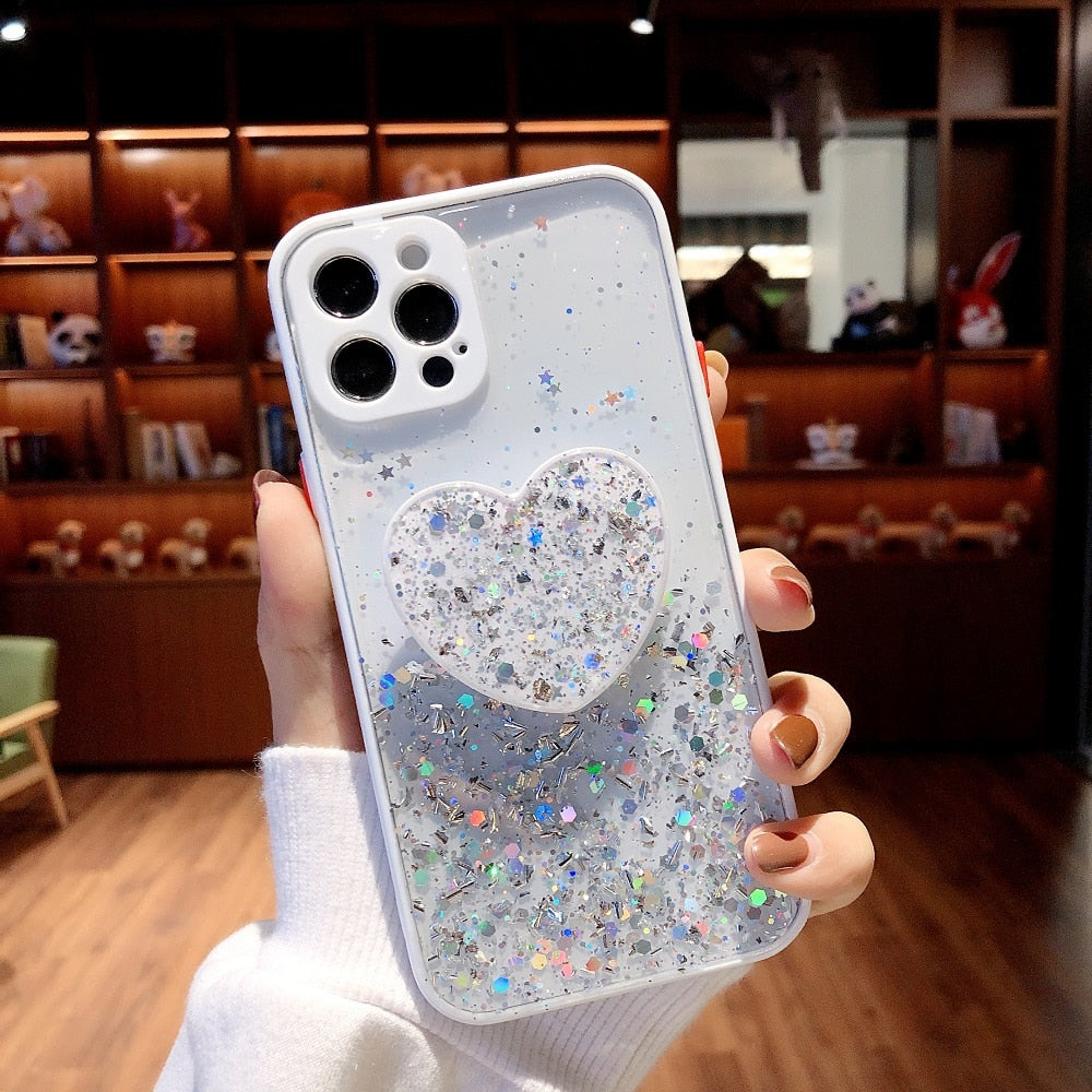 Love Stand iPhone Case with Shimmering Sequins