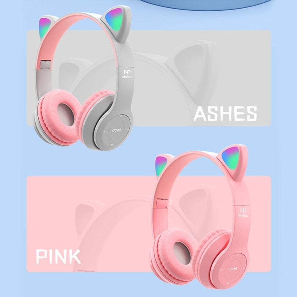 LED Bluetooth Headphones with Cat Ear Design