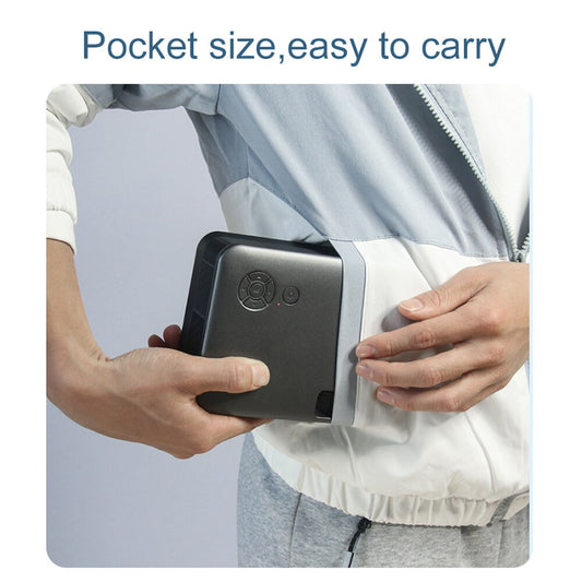 Compact Portable Projector: black, dark gray compact handheld electronic device, minimal style
