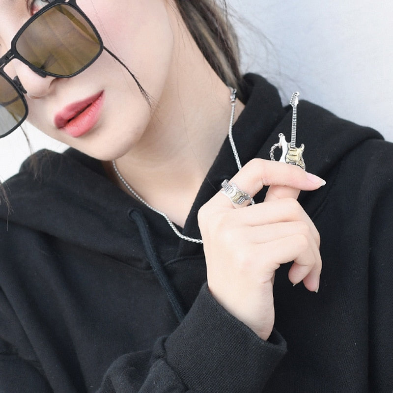 Electric Guitar Necklace with a Two Tone Design