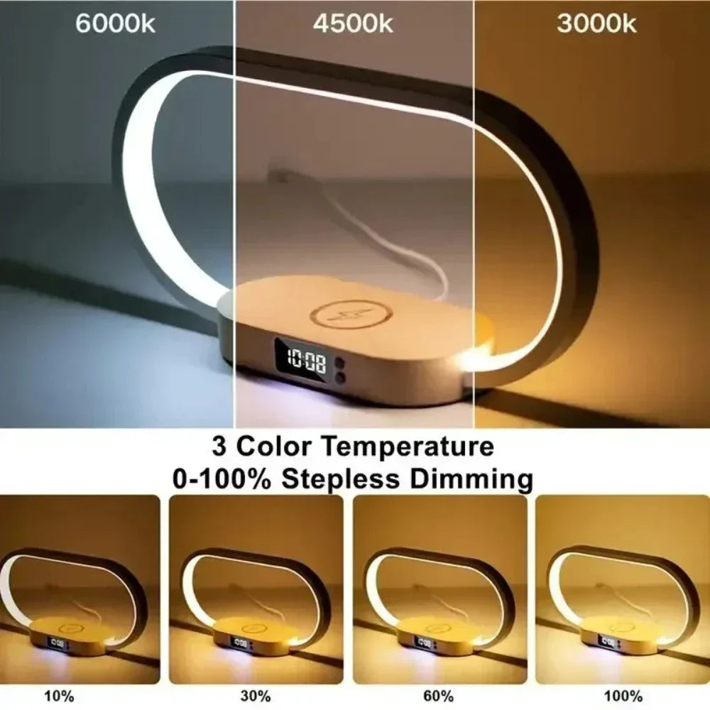 LED Lamp Station with Wireless Charging for Wooden Surfaces