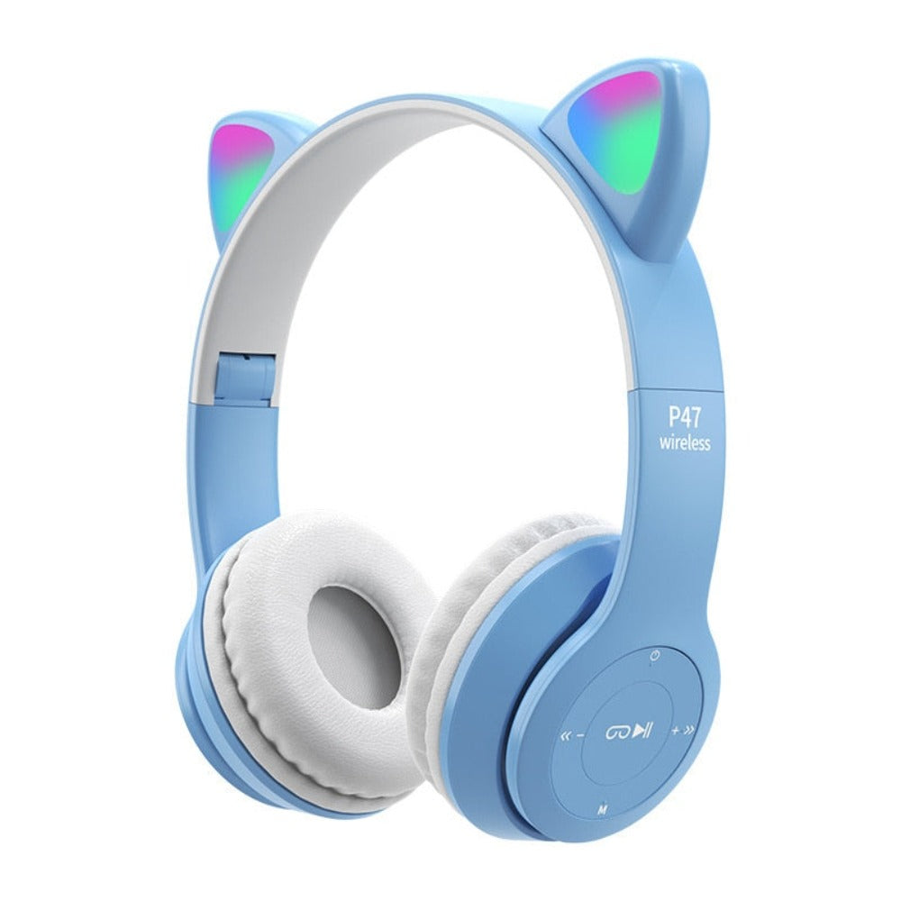 LED Bluetooth Headphones with Cat Ear Design