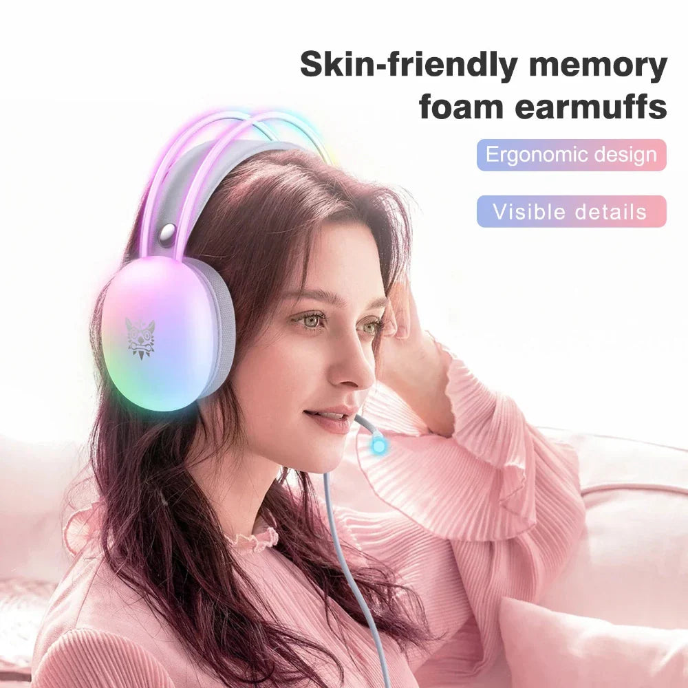 Gaming Headset with RGB Lighting and Built-in Microphone