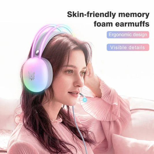 Gaming Headset with RGB Lighting and Built-in Microphone