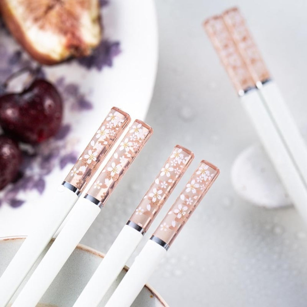 Cherry Blossom Chopstick Set - Japanese Inspired Gift Pack (4 pairs)