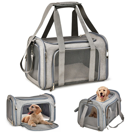 Shoulder Travel Bag for Comfortable Pet Transport: gray, dark gray dog, minimal style