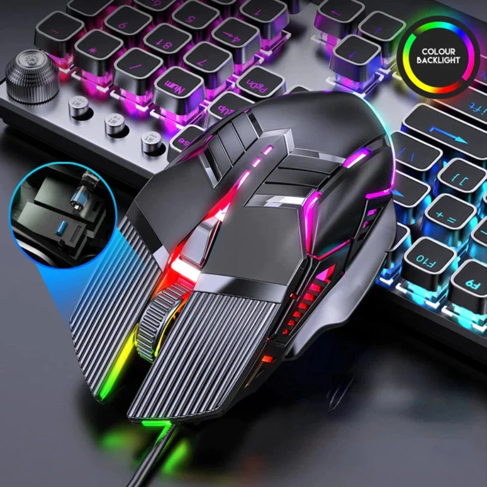 Silent Wired Gaming Mouse with 3200 DPI for Enhanced Precision