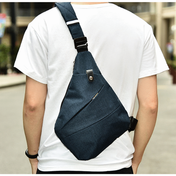 Gray Crossbody Bag with Waterproof Triangle Design on the Side