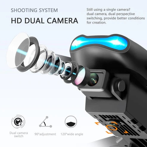 Dual-Camera Smart Quadcopter Drone: The Ultimate Ninja Blade X PRO HD: black, dark gray dual-camera device/module, modern tec