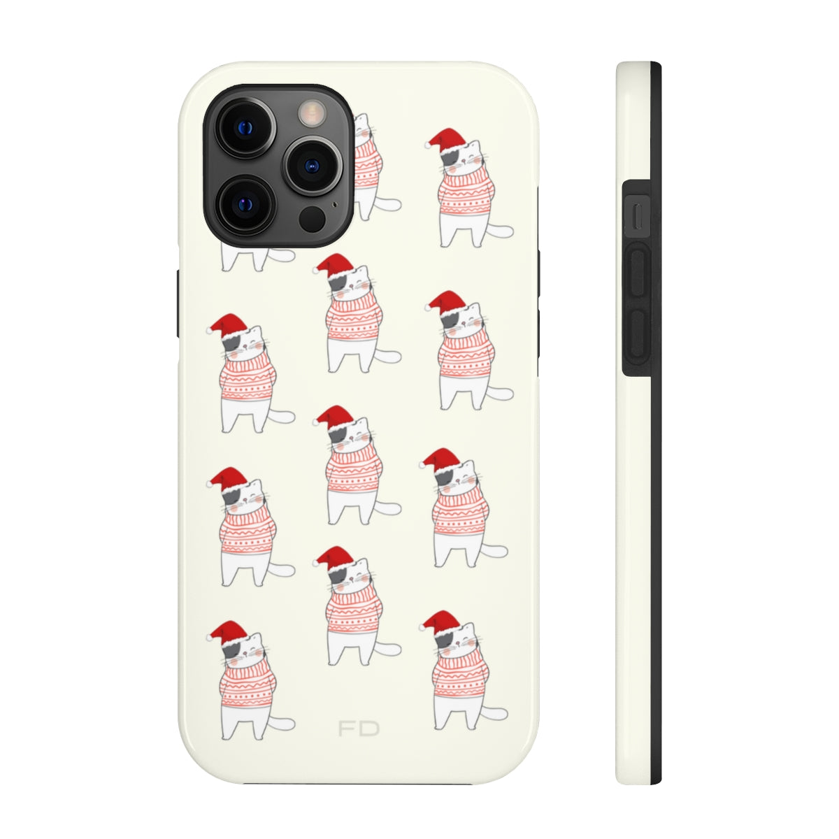 Durable Feline iPhone Case for Wireless Charging - Holiday Edition