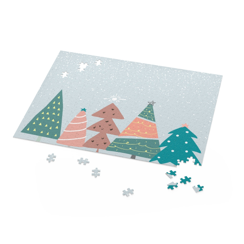 Snowy Christmas Trees Puzzle - 500 Pieces