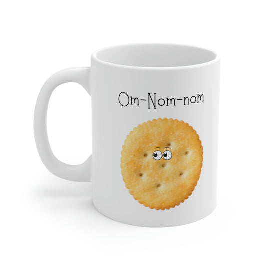 Delicious Biscuits Whimsical Cup: white, golden brown cartoon cracker, cartoon, playful style