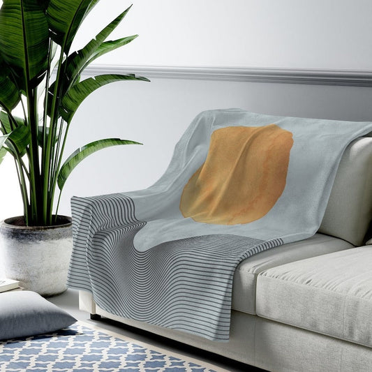 Blue Plush Throw Blankets with Sun Abstract Design - Available in 3 Sizes: light gray, white sofa throw blanket, minimal mode
