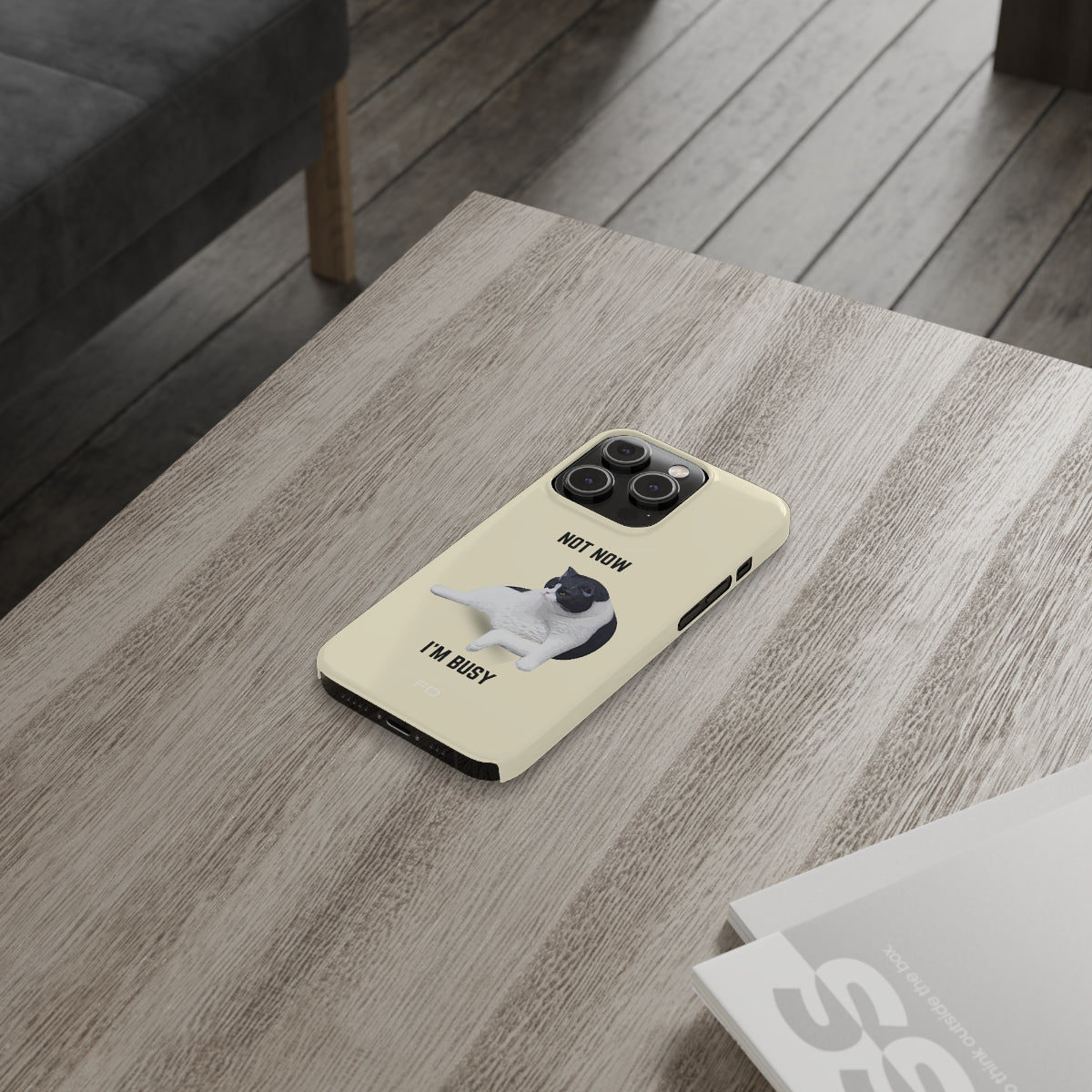 Amusing Feline Boredom Design Sleek Phone Cover for iPhone 14, 14 PRO, and 14 PRO MAX