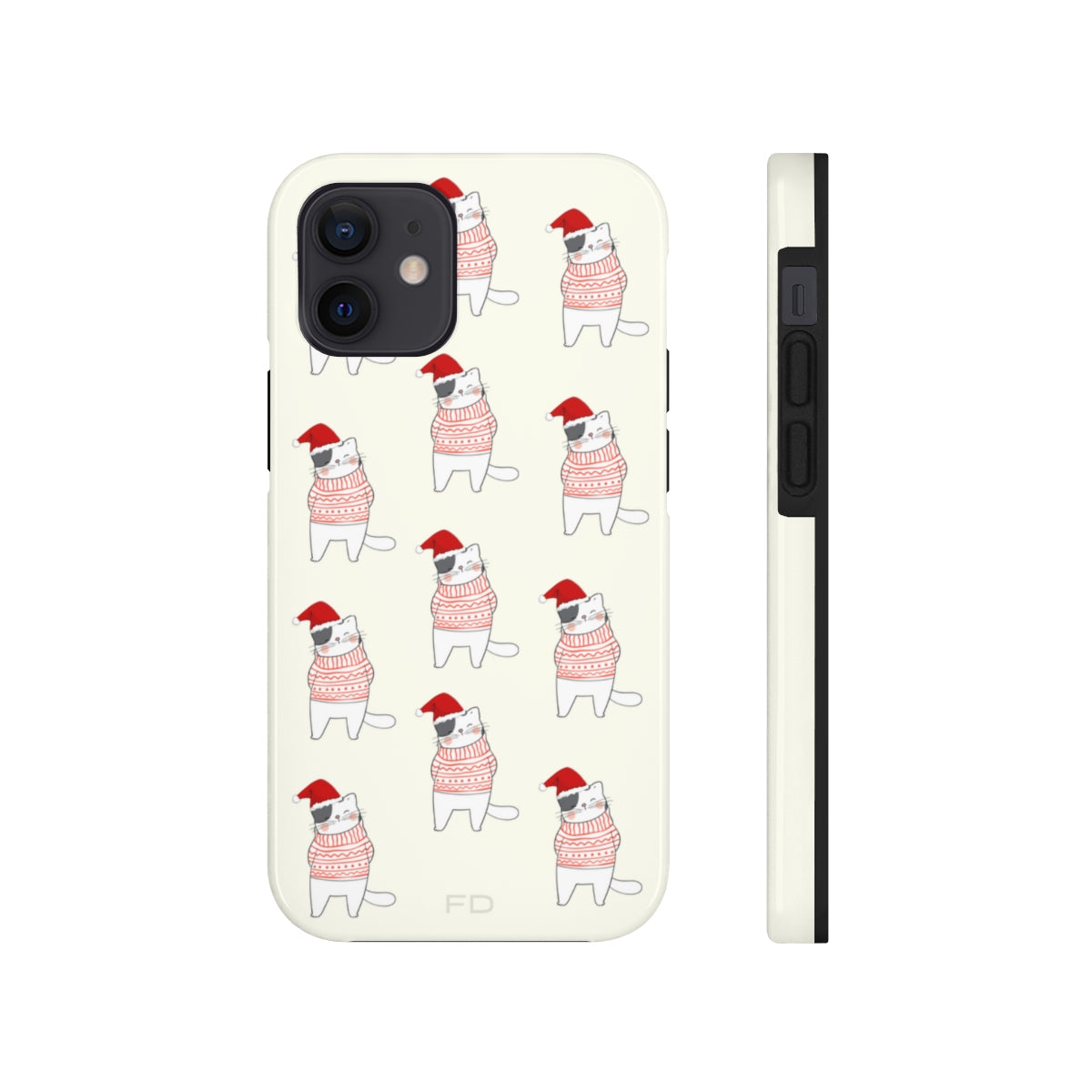 Durable Feline iPhone Case for Wireless Charging - Holiday Edition