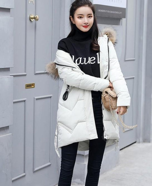 Faux Fur Hooded Women's Casual Puffer Jacket