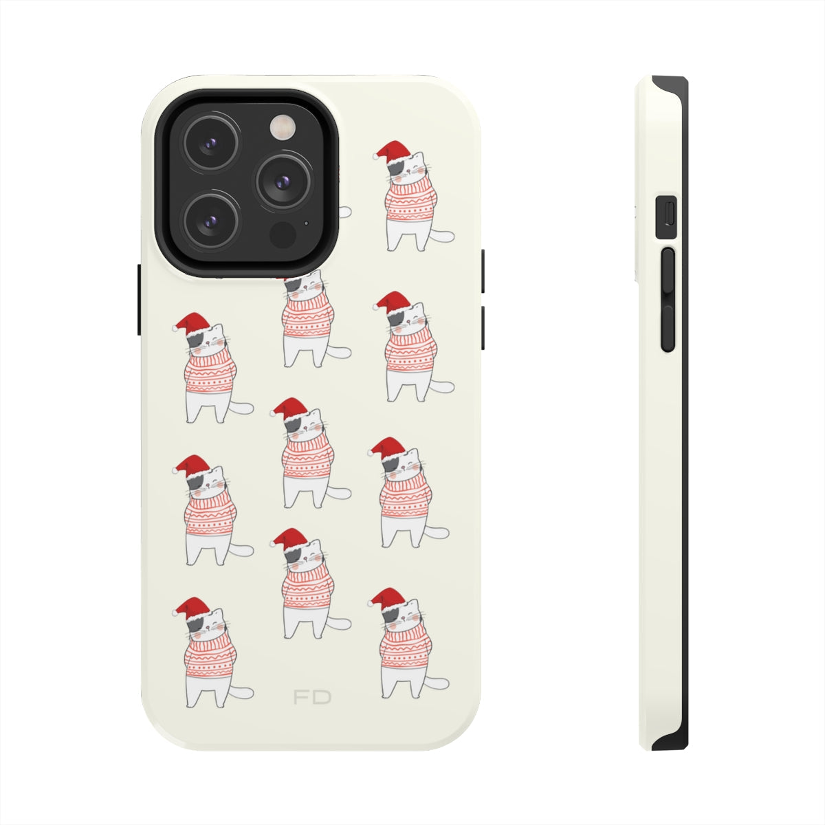 Durable Feline iPhone Case for Wireless Charging - Holiday Edition