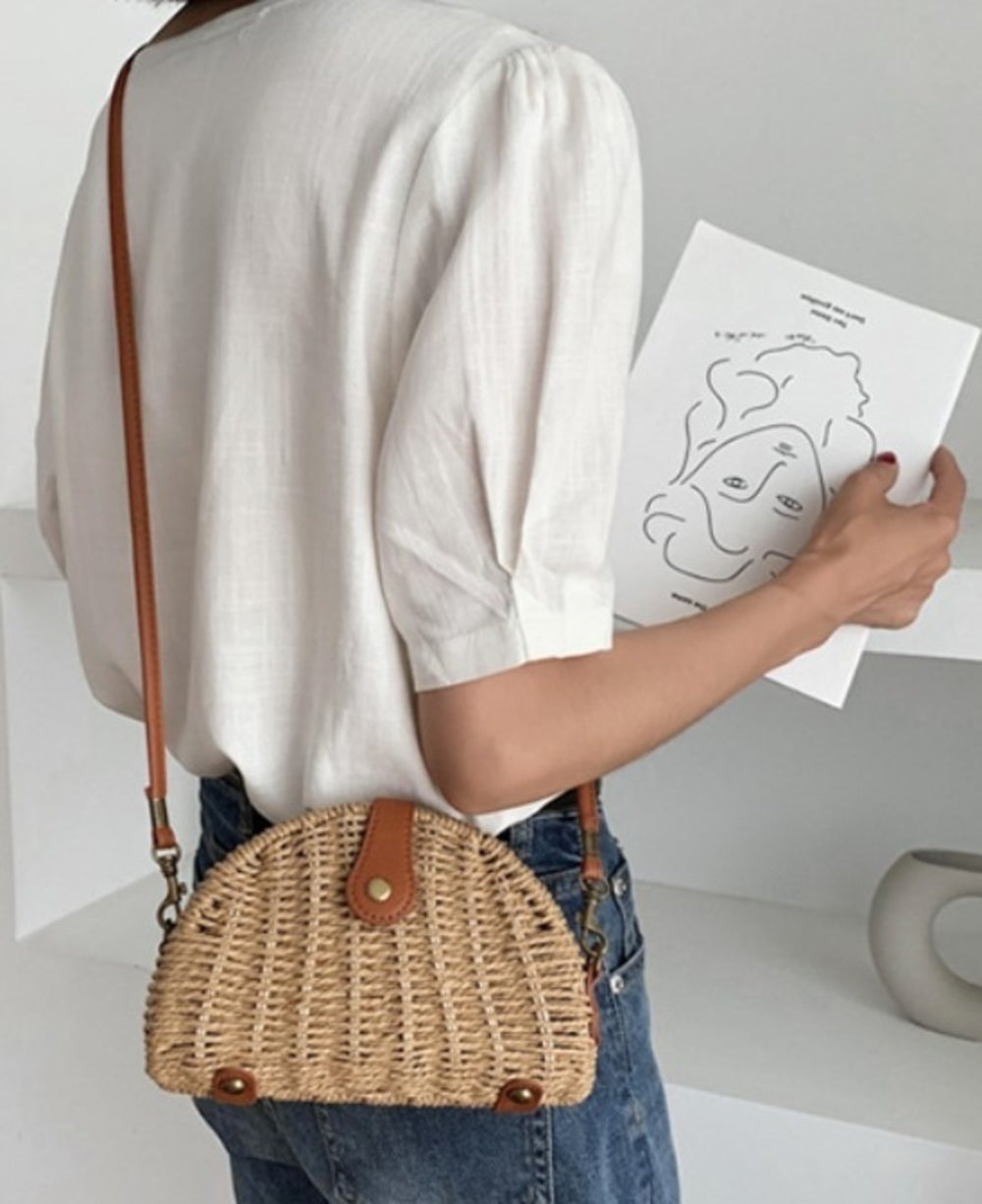 Straw Crossbody Bag - Emphasizing the Essence, Distinct from the Original