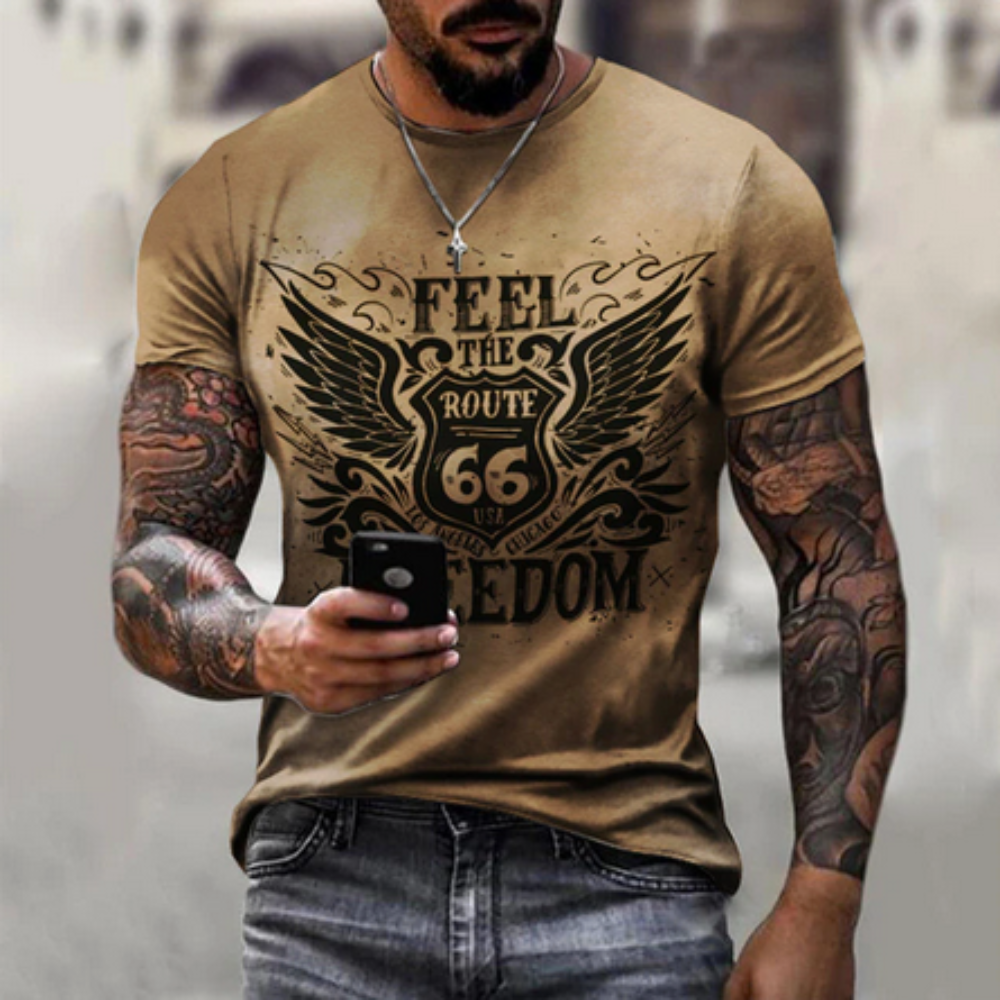 Logo Route 66 Print Men's Tee