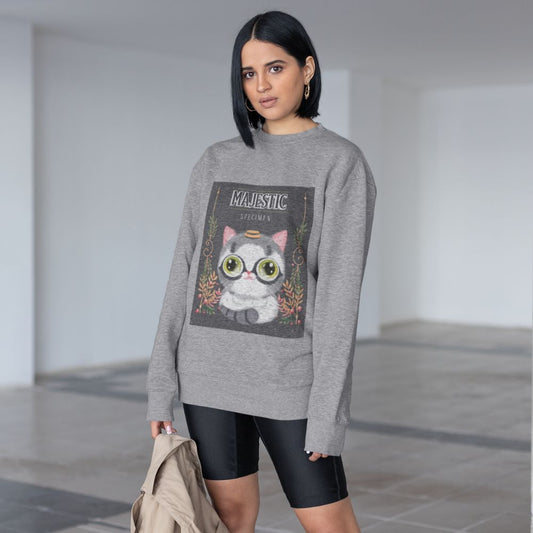 Cute Catlover Sweater: heather gray, dark gray cat, cartoon style