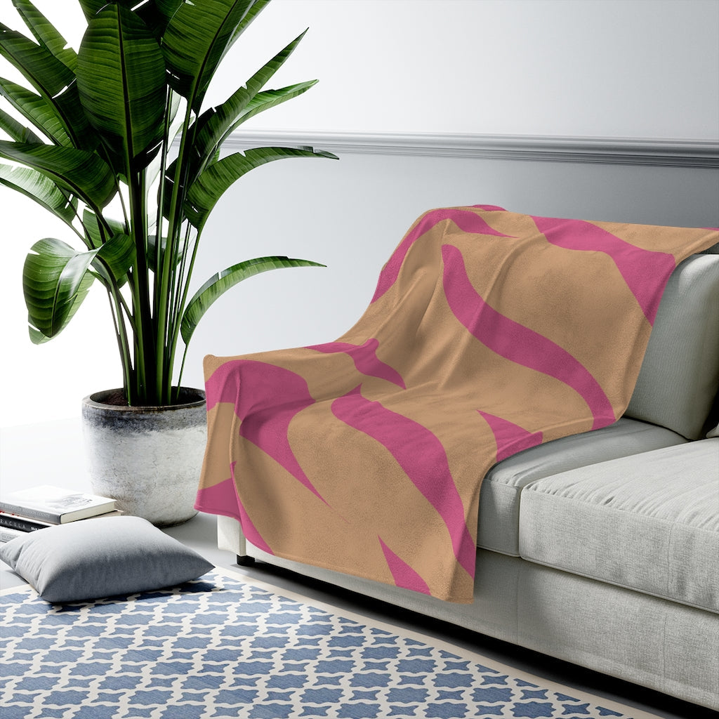 Pink and Apricot Cheetah Print Plush Blanket