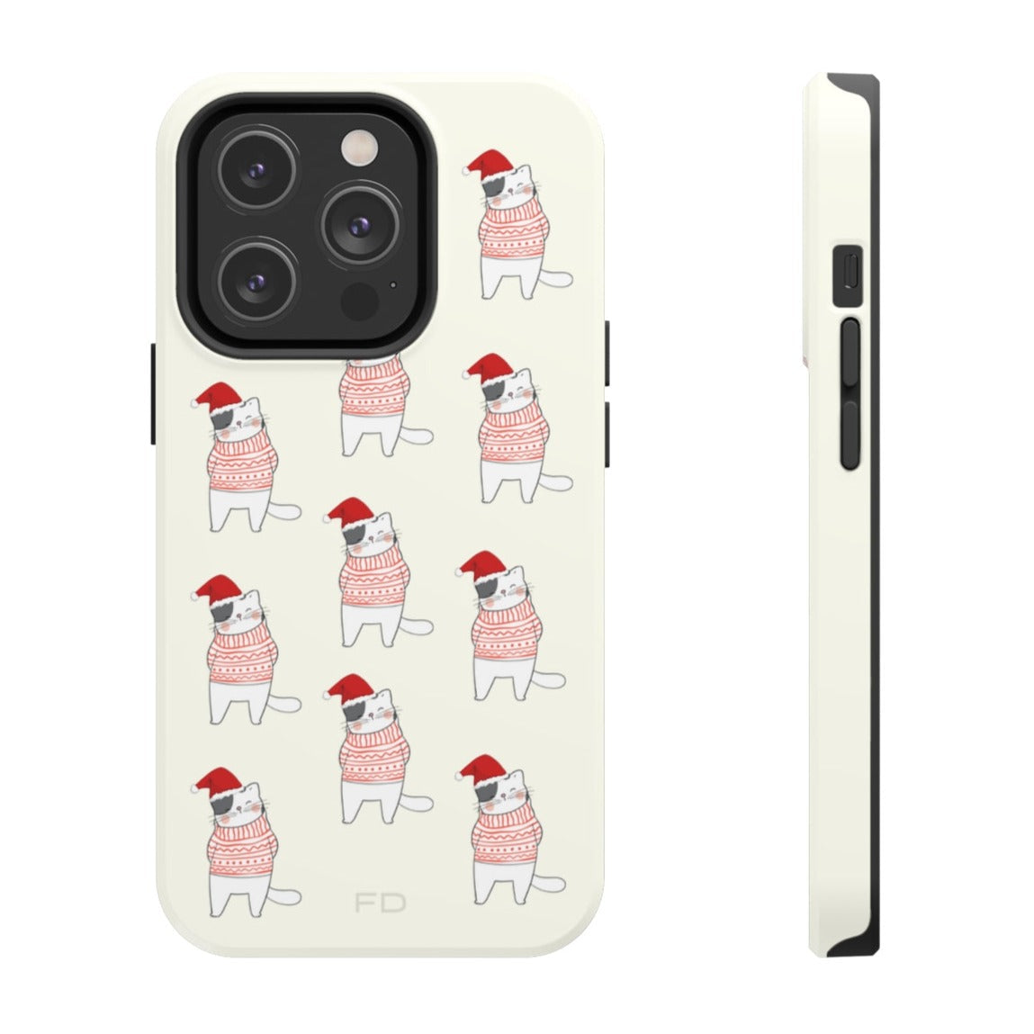 Durable Feline iPhone Case for Wireless Charging - Holiday Edition