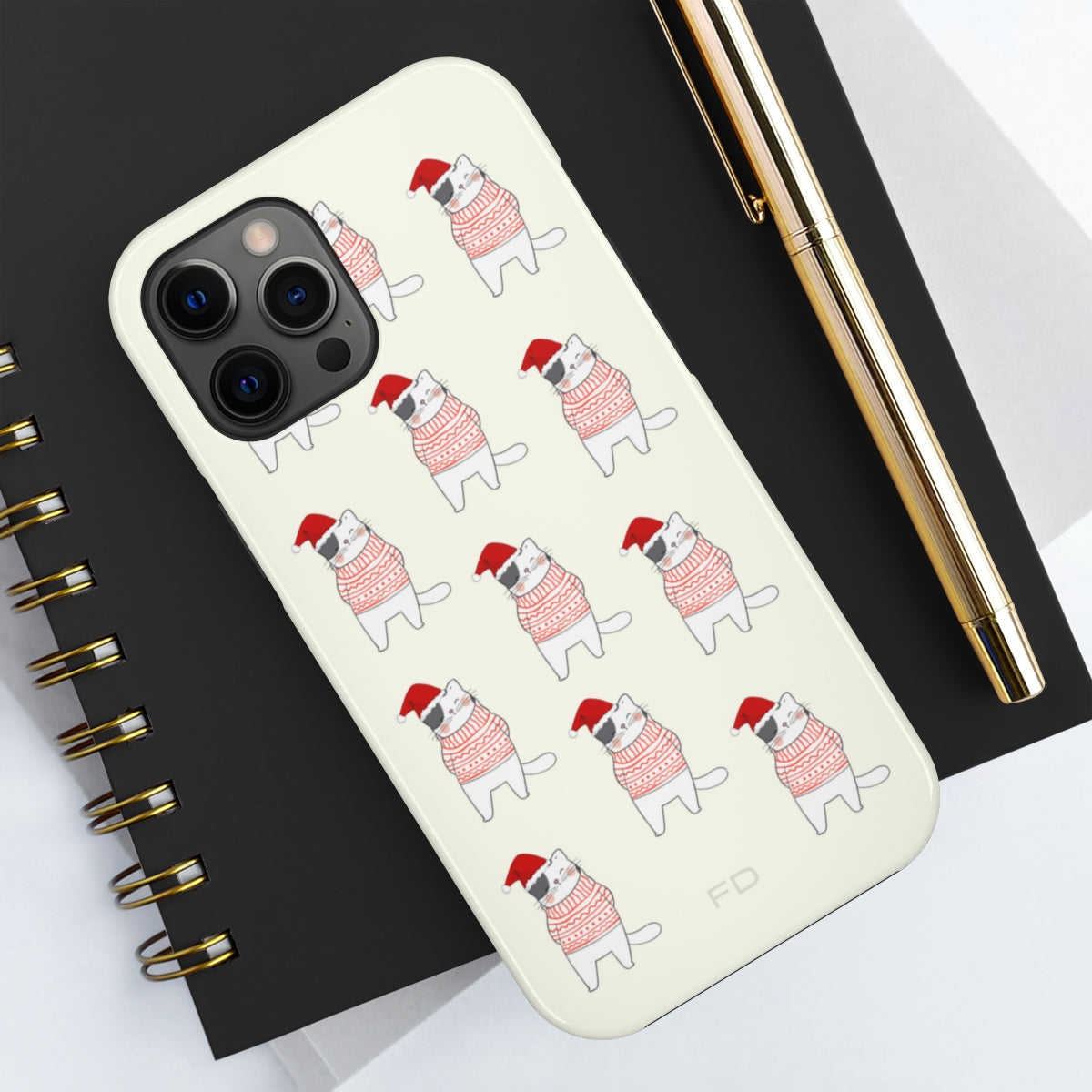 Durable Feline iPhone Case for Wireless Charging - Holiday Edition