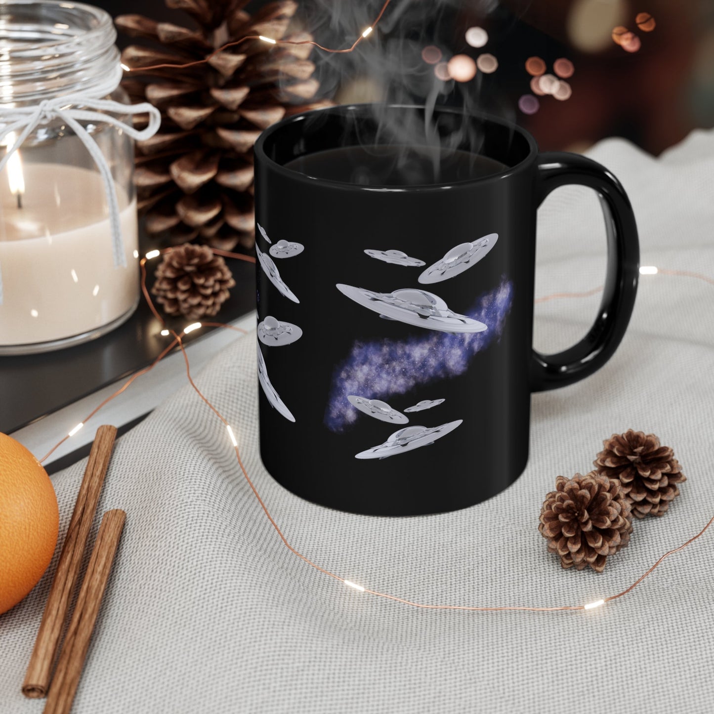 Black Flying Saucer Coffee Tea Mug