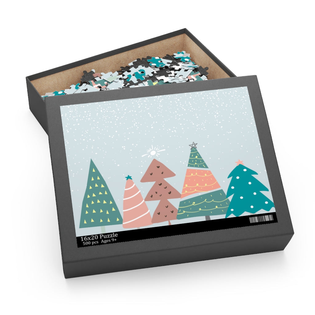Snowy Christmas Trees Puzzle - 500 Pieces