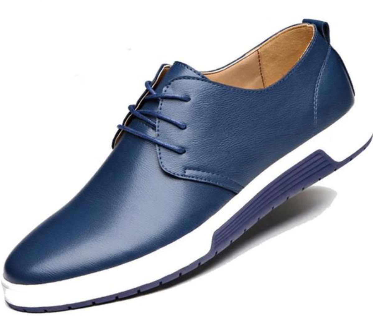 Blue Leather Shoes for Men's Casual Street Fashion