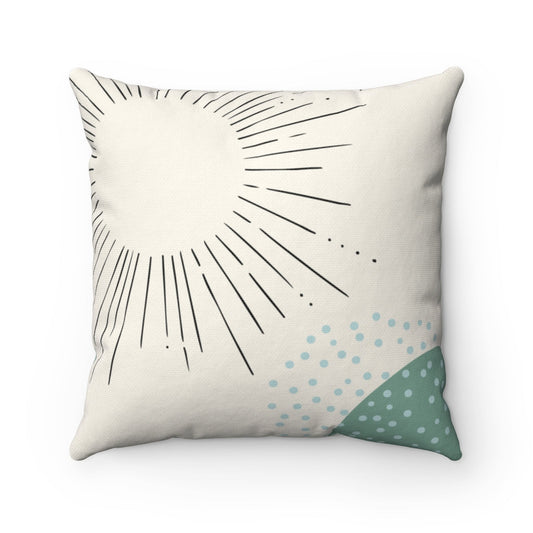 Sunshine Abstract Outline Pillow - 4 Different Sizes for Stylish Home Decor: off-white, black abstract sun and landscape them