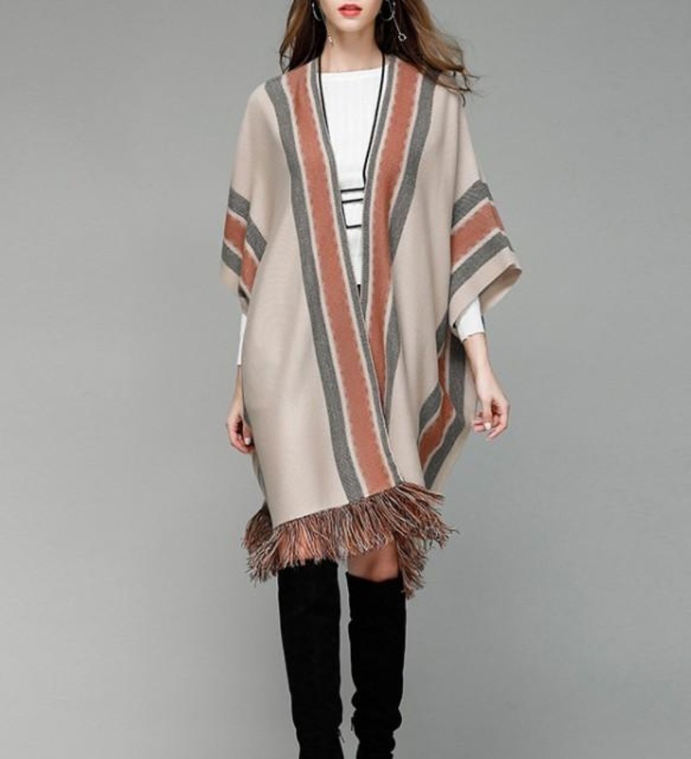 Ladies' Loose Fit Open Front Batwing Shawl