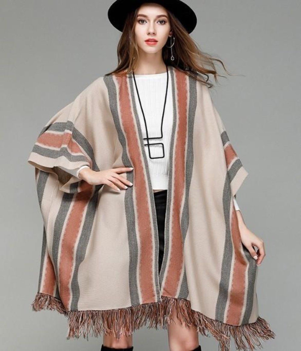 Ladies' Loose Fit Open Front Batwing Shawl