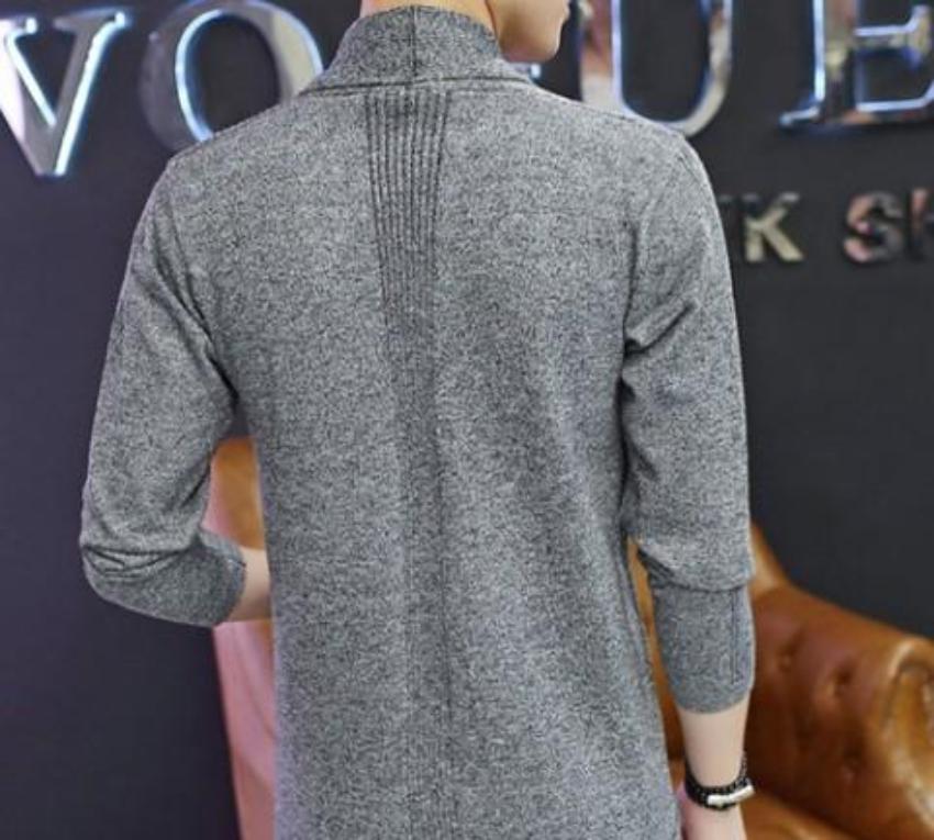 Red Shawl Collar Cardigan for Men with a Mid Length Fit