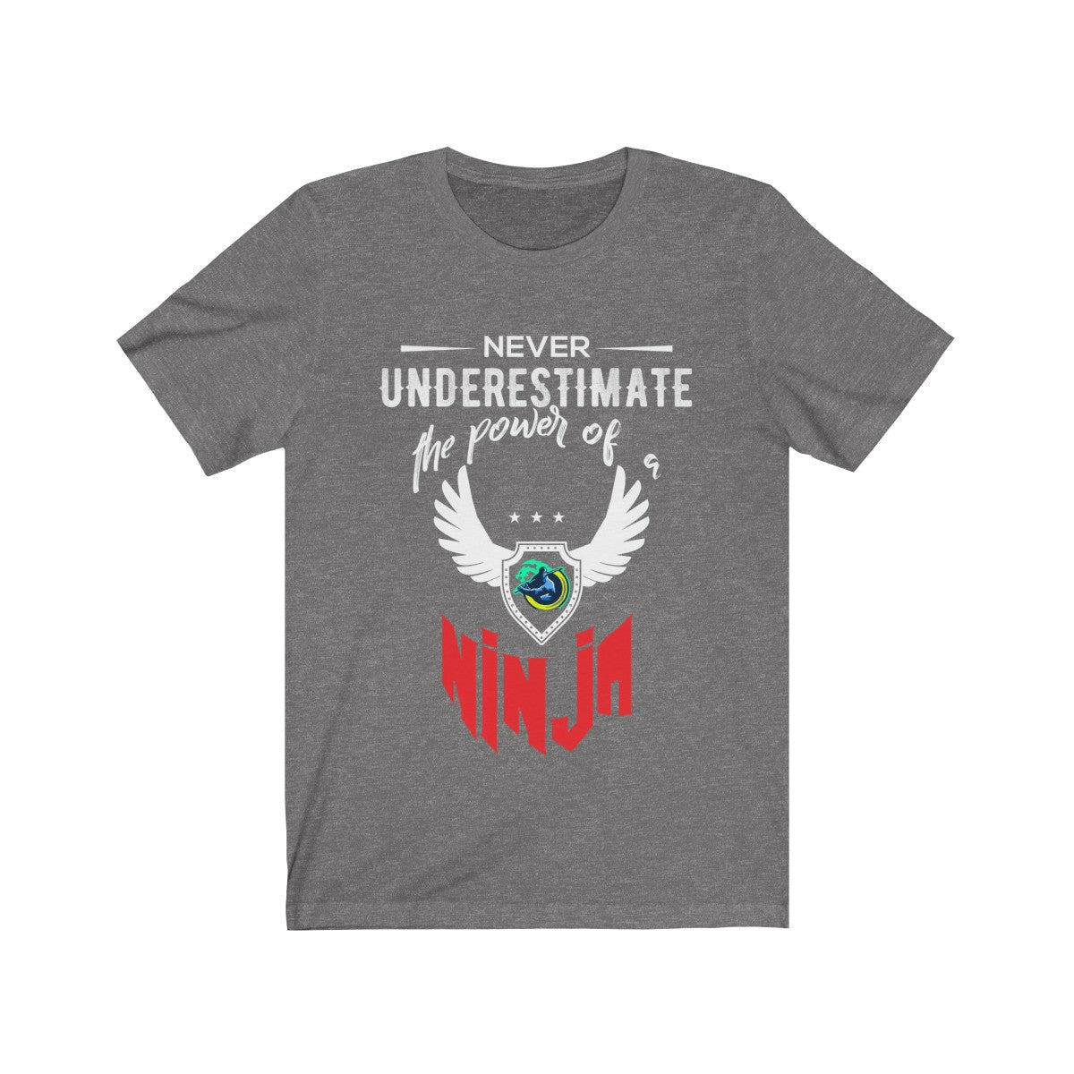 Short Sleeve T-Shirt with Red Ninja Emblem