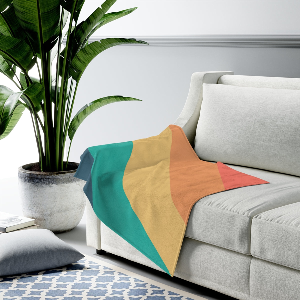 Plush Throw Blanket with Diagonal Stripes
