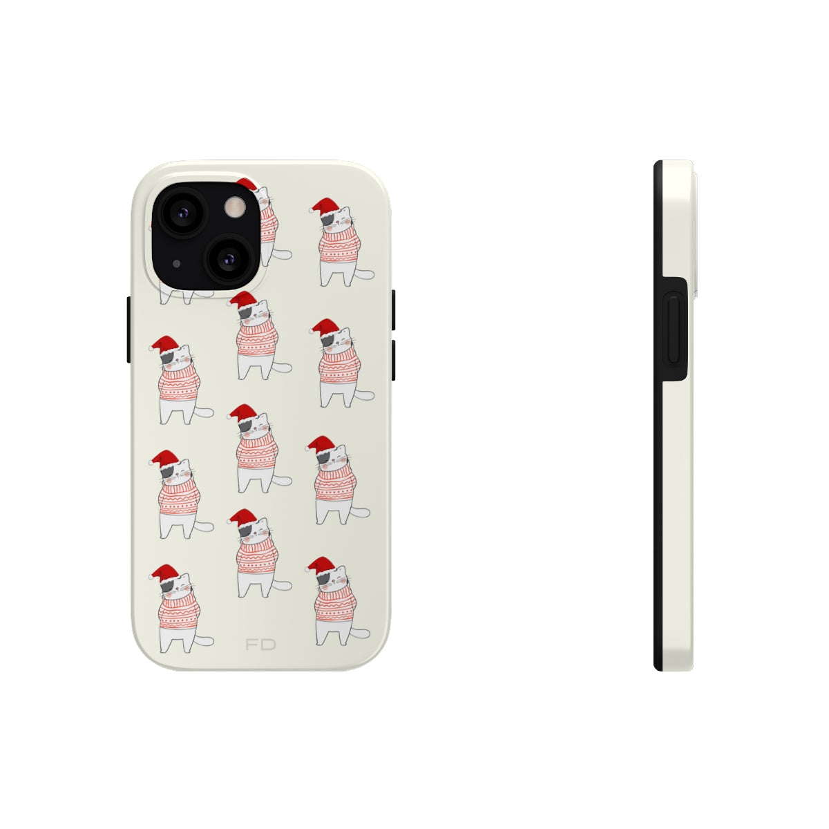 Durable Feline iPhone Case for Wireless Charging - Holiday Edition