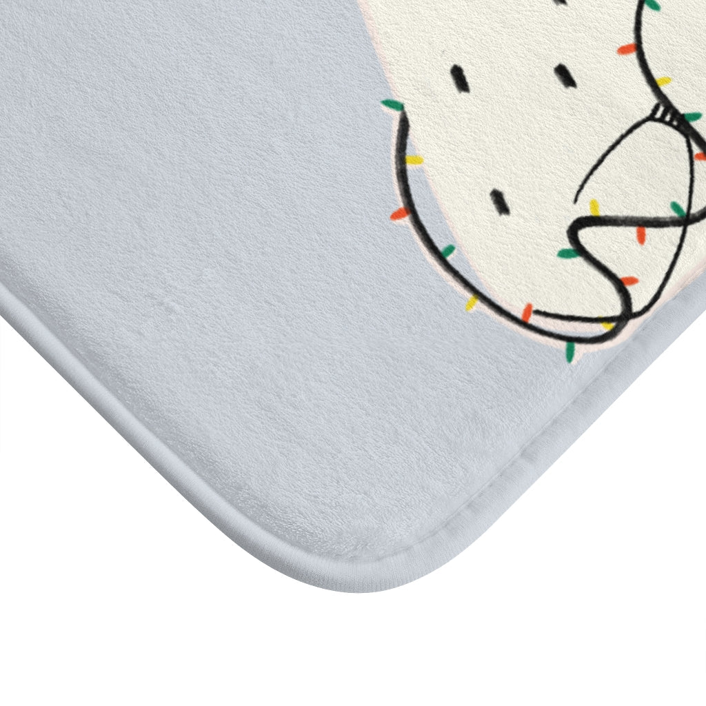Christmas Lights and Polar Bear Bathroom Rug Home Decor