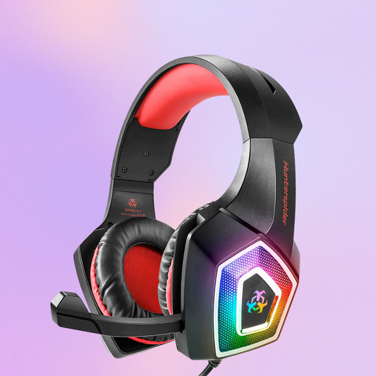 Stereo RGB Gaming Headset with Microphone - Dragon G3X Edition: black, red over-ear gaming headset with boom microphone, mode