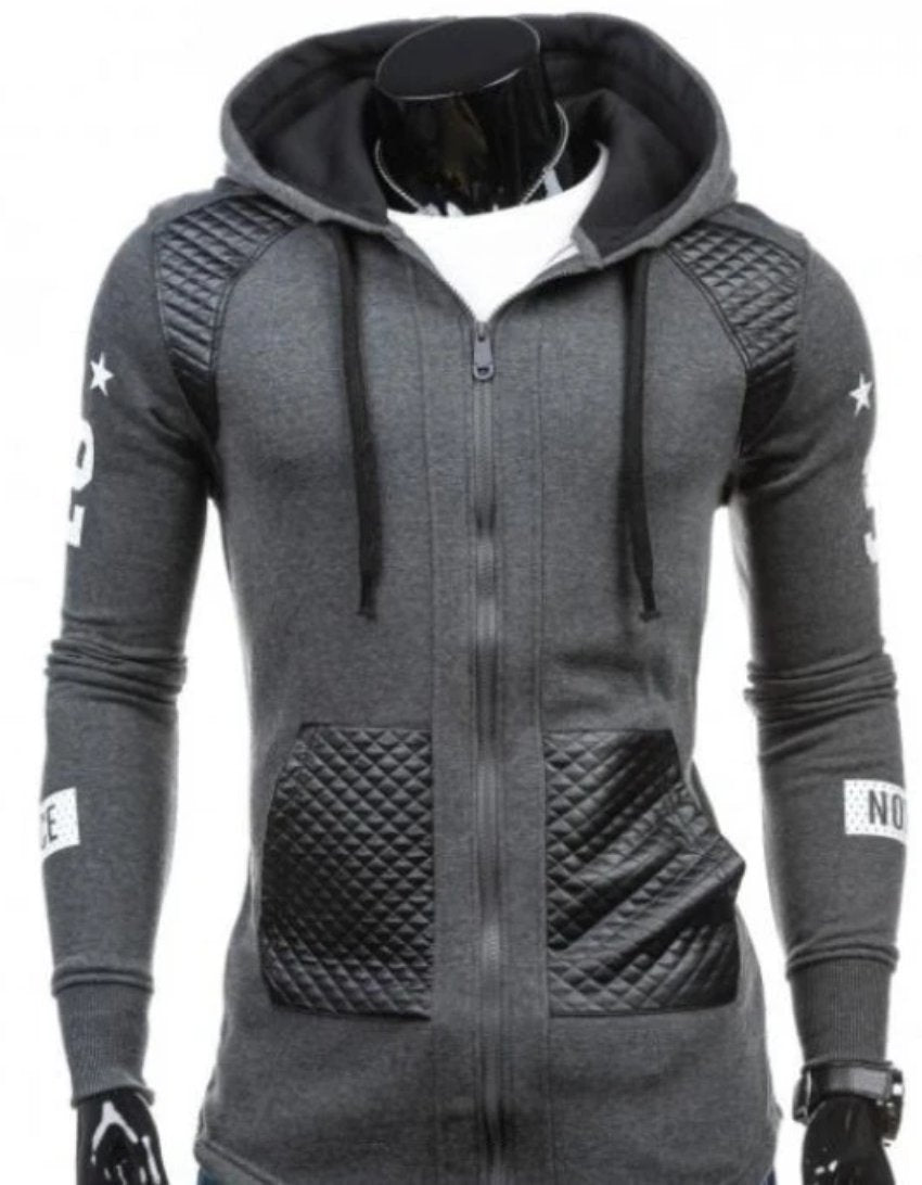 Streetwear-Inspired Hooded Biker Jacket for Men