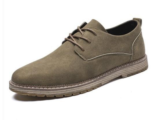 Casual Lace Up Shoes for Men in Faux Suede: olive brown, dark brown lace-up casual shoe, minimal casual style