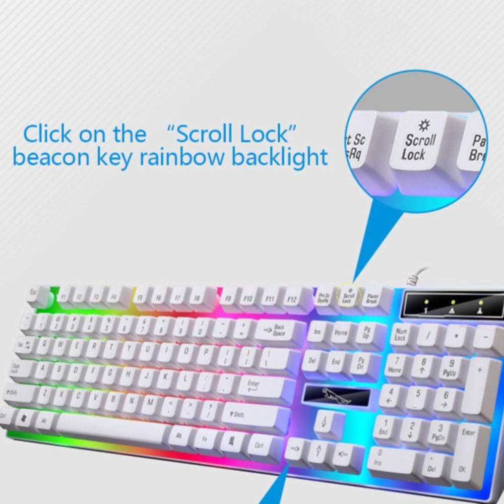 Gaming Keyboard and Mouse Set for Ninja and Dragon Enthusiasts in White and Knightly Design