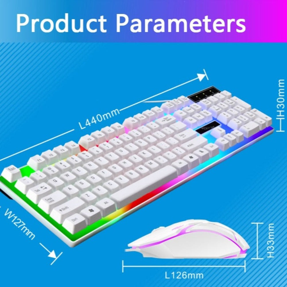 Gaming Keyboard and Mouse Set for Ninja and Dragon Enthusiasts in White and Knightly Design